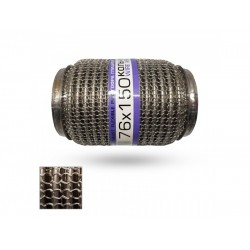 Гофра глушника 76x150 3-х шарова посилена Interlock кольчуга (короткий фланець/нерж.сталь) EuroEx