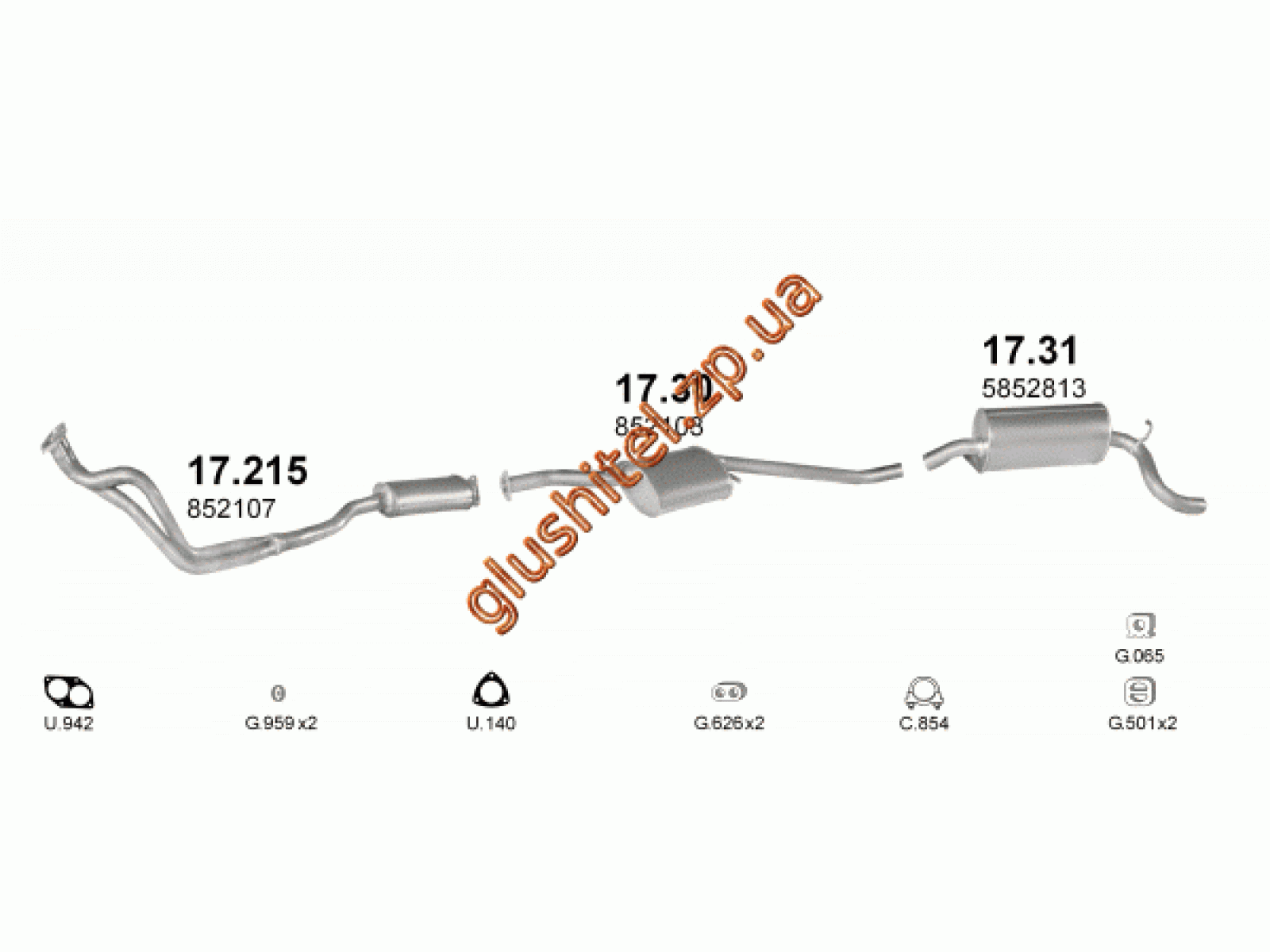 Глушитель Опель Омега А (Opel Omega A) 2.0-2.4 86-94 (17.31) Polmostro