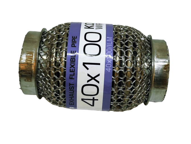 Гофра глушителя 40x100 3-х слойная усиленная Interlock кольчуга (короткий фланец / нерж.сталь) Euroex