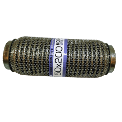 Гофра глушителя 50x200 3-х слойная усиленная Interlock кольчуга (короткий фланец / нерж.сталь) Euroex