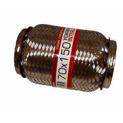 Гофра глушника 70x150 3-х шарова посилена Interlock (короткий фланець/нерж.сталь) EuroEx