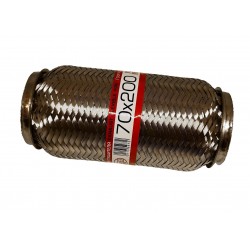Гофра глушника 70x200 3-х шарова посилена Interlock (короткий фланець/нерж.сталь) EuroEx
