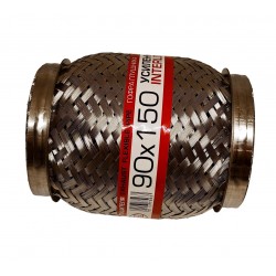 Гофра глушника 90x150 3-х шарова посилена Interlock (короткий фланець/нерж.сталь) EuroEx