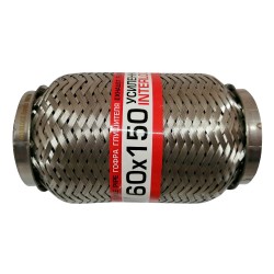 Гофра глушника 60x150 3-х шарова посилена Interlock (короткий фланець/нерж.сталь) EuroEx