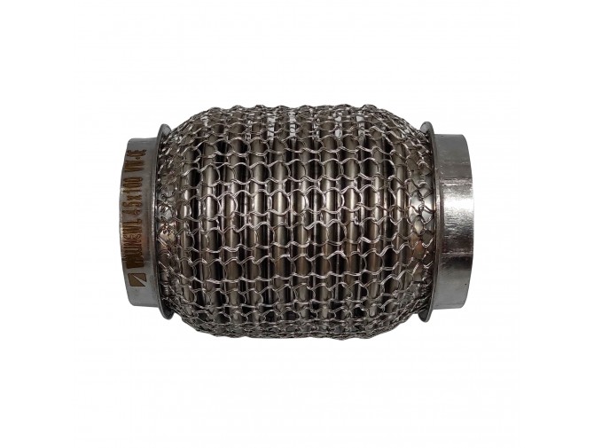 Гофра глушителя 45x100 3-х слойная усиленная Interlock кольчуга (короткий фланец / нерж.сталь) Walline