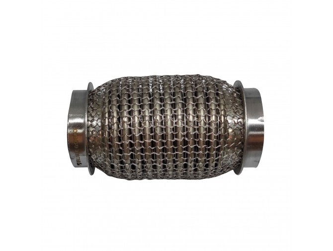 Гофра глушителя 45x120 3-х слойная усиленная Interlock кольчуга (короткий фланец / нерж.сталь) Walline