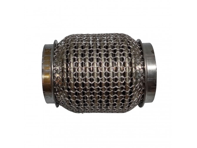 Гофра глушителя 50x100 3-х слойная усиленная Interlock кольчуга (короткий фланец / нерж.сталь) Walline