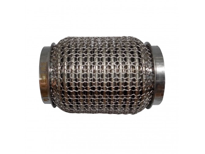Гофра глушителя 55x120 3-х слойная усиленная Interlock кольчуга (короткий фланец / нерж.сталь) Walline