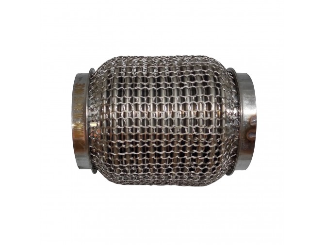 Гофра глушителя 60x115 3-х слойная усиленная Interlock кольчуга (короткий фланец / нерж.сталь) Walline