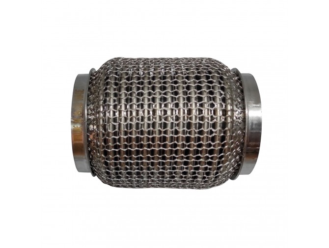 Гофра глушителя 64x120 3-х слойная усиленная Interlock кольчуга (короткий фланец / нерж.сталь) Walline