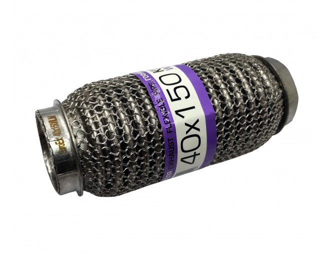 Гофра глушителя 40x150 3-х слойная усиленная Interlock кольчуга (короткий фланец / нерж.сталь) Euroex