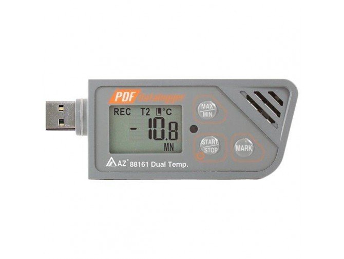 Логгер температуры (USB, 2 канала, с выносным зондом) AZ-88161