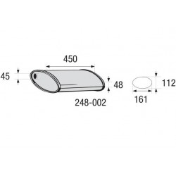 Глушитель универсальный плоский 248-002 (Длинна 450мм, ширина 161мм, высота 112мм диаметр входа 45/48мм) Bosal