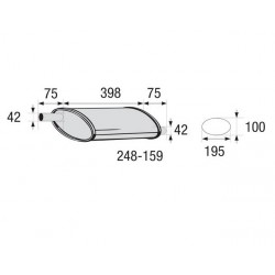 Глушитель универсальный плоский 248-159 (Длинна 398мм, ширина 195мм, высота 100мм диаметр входа 42мм) Bosal
