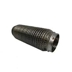 Гофра глушителя 90x150 3-х слойная усиленная Interlock кольчуга (короткий фланец / нерж.сталь) Ribuko