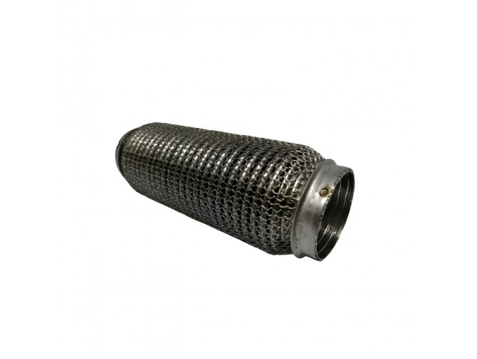 Гофра глушителя 65x180 3-х слойная усиленная Interlock кольчуга (короткий фланец / нерж.сталь) Ribuko